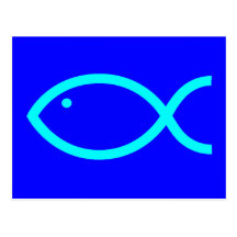 Christliches Fisch-Symbol - LOUD! Blau und Aqua Postkarten