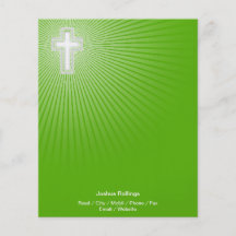 Christliches Kreuz auf grünem Hintergrund Flyerdesign