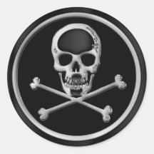 CHROM-TOTENKOPF MIT GEKREUZTER KNOCHEN AUFKLEBER