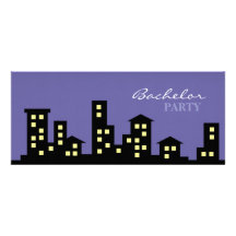 Cityscape-Junggeselle-Party Einladungskarten