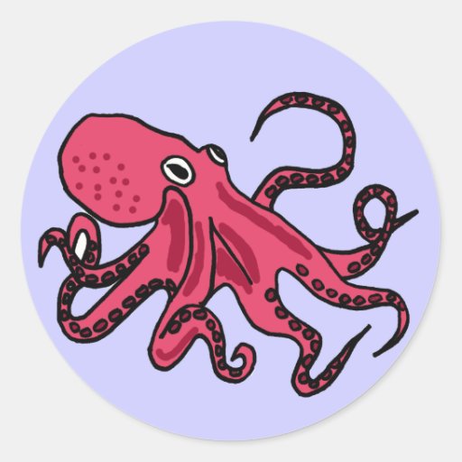 CM, Kraken-Cartoon-runde Aufkleber | Zazzle