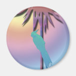 Cockatiel auf tropischer Palmen-Digital-Kunst Magnete