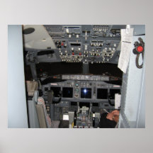 Cockpit Commercial Kapitäns Düsenflugzeug Plakatdruck