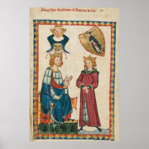 Codex Manesse - König Tyro von Schotten Plakatdruck