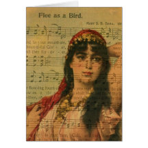 Collage fliehen als Vogel-Musik Grußkarten