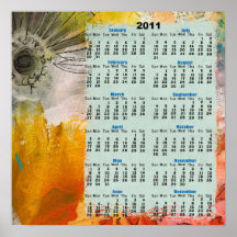 Collagen-Blume abstraktes 2011 Wandkalender-Plakat