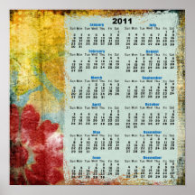 Collagen-Blume abstraktes 2011 Wandkalender-Plakat