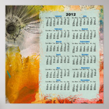 Collagen-Blume abstraktes 2012 Wandkalender-Plakat
