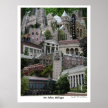 Collagen-Plakat Ann Arbor Michigan 18 x 24