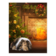 Collie-Weihnachten Postkarte