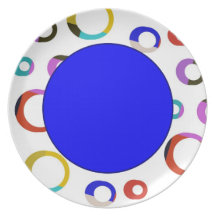 Colorblock Retro Band-Platte - Blau Party Teller