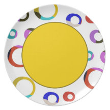 Colorblock Retro Band-Platte - Gelb Flache Teller