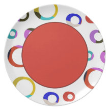 Colorblock Retro Band-Platte - Rot Flacher Teller