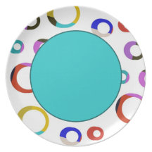 Colorblock Retro Band-Platte - Türkis Flache Teller