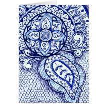 Congrats New Mom It's A Boy Damask Indian Mandala Cards