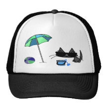 Cool Cat Having Fun At The Beach Trucker Hats