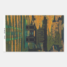 Coole Japaner Shiro Kasamatsu WaldSrine Kunst Rechtecksticker