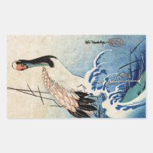 Coole japanische Vintage ukiyo-e Kran-Vogelrolle Stickers