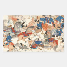 Coole japanische Vintage ukiyo-e Pferdereiterkaval Stickers