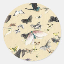 Coole japanische Vintage ukiyo-e Schmetterlingsrol Runde Sticker