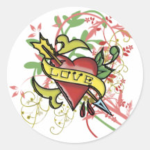 Coole Liebe-Tätowierung Runder Sticker