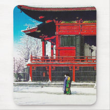 Coole orientalische Kawase Hasui Winterschnee-Land Mousepad