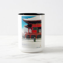 Coole orientalische Kawase Hasui Winterschnee-Land Tee Haferl