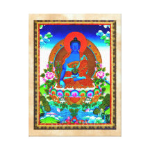 Coole orientalische tibetanische thangka Bhaisajya Gespannter Galerie Druck