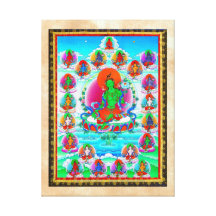 Coole orientalische tibetanische thangka Grün-Tara Galerie Gefaltete Leinwand