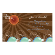 Coole Wellen-tropischer Sommer Sun Brown Stripes S Visitenkarten Vorlage