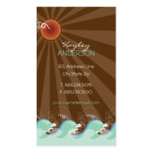 Coole Wellen-tropischer Sommer Sun Brown Stripes S Visitenkartenvorlage