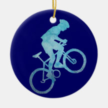 Cooler blauer Gebirgsradfahrer Weihnachtsbaum Ornamente