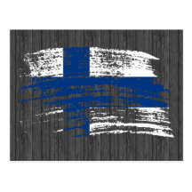 Cooler finnischer Flaggenentwurf Postkarte