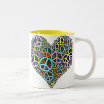 Cooles FriedensLiebe-Herz Kaffeetasse