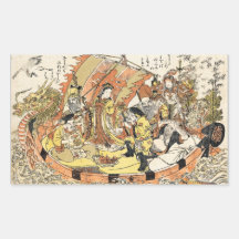 Cooles japanisches ukiyo-e mythische Drache-Schiff Rechteckige Sticker