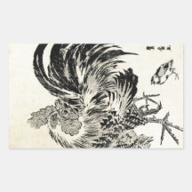 Cooles japanisches Vintages ukiyo-e Tinten-Hahnhuh Rechteckige Sticker