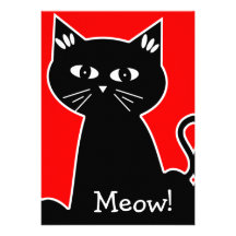 Cooles Katzen-Geburtstags-Party - schwarze Cartoon Einladung