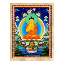 Cooles orientalisches tibetanisches thangka Prabhu Postkarten