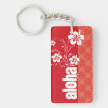 Coral & Red Swirl; Aloha Keychains