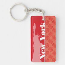 Coral & Red Swirl; NYC, statue of liberty Key Chain