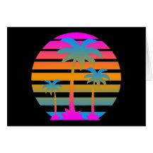 COREY TIGER-RETRO SONNENUNTERGANG-PALMEN GRUßKARTEN