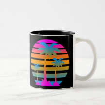 COREY TIGER-RETRO SONNENUNTERGANG-PALMEN TEE HAFERL
