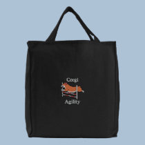 Corgi-Agility springen bestickte taschen