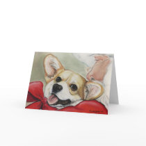 Corgi-und Sankt-Weihnachtsgruß-Karte