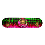 corli rosa Flammen-Schädel-Skateboard Individuelle Skateboarddecks