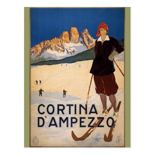 Cortina d'Ampezzo Vintage Reise-Plakat-Kunst Postkarte