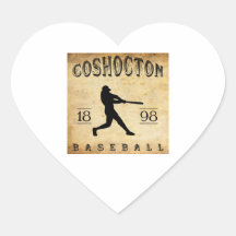 Coshocton Ohio Baseball 1898 Herz Aufkleber