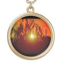Country Sunset Through a Field Custom Necklace