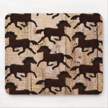 Country Western Horses on Barn Wood Cowboy Gifts Mouse Pad