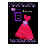 COUSIN ist meine Brautjungfer mit ROTEM Kleid Karten
